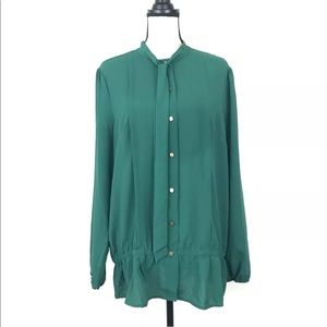 Bisou Bisou Green Peasant Blouse